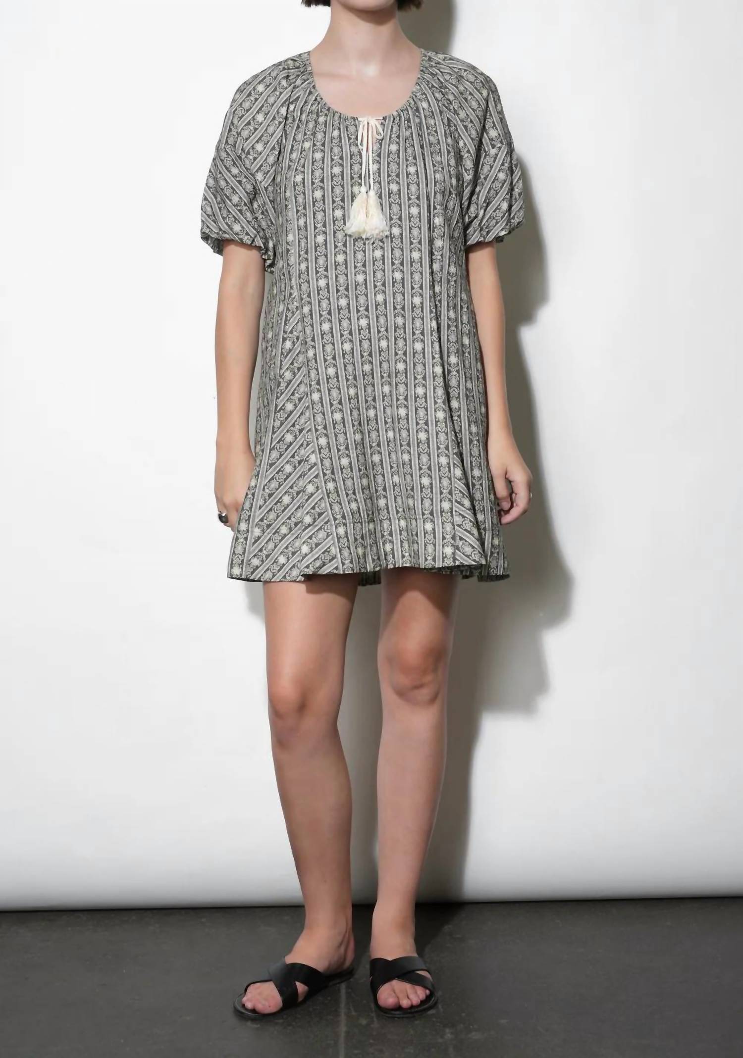 Greylin - Elena Stripe Bubble Sleeve Mini Dress