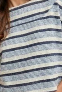 Anniewear - Tweed Texture Striped Crop Knit Top