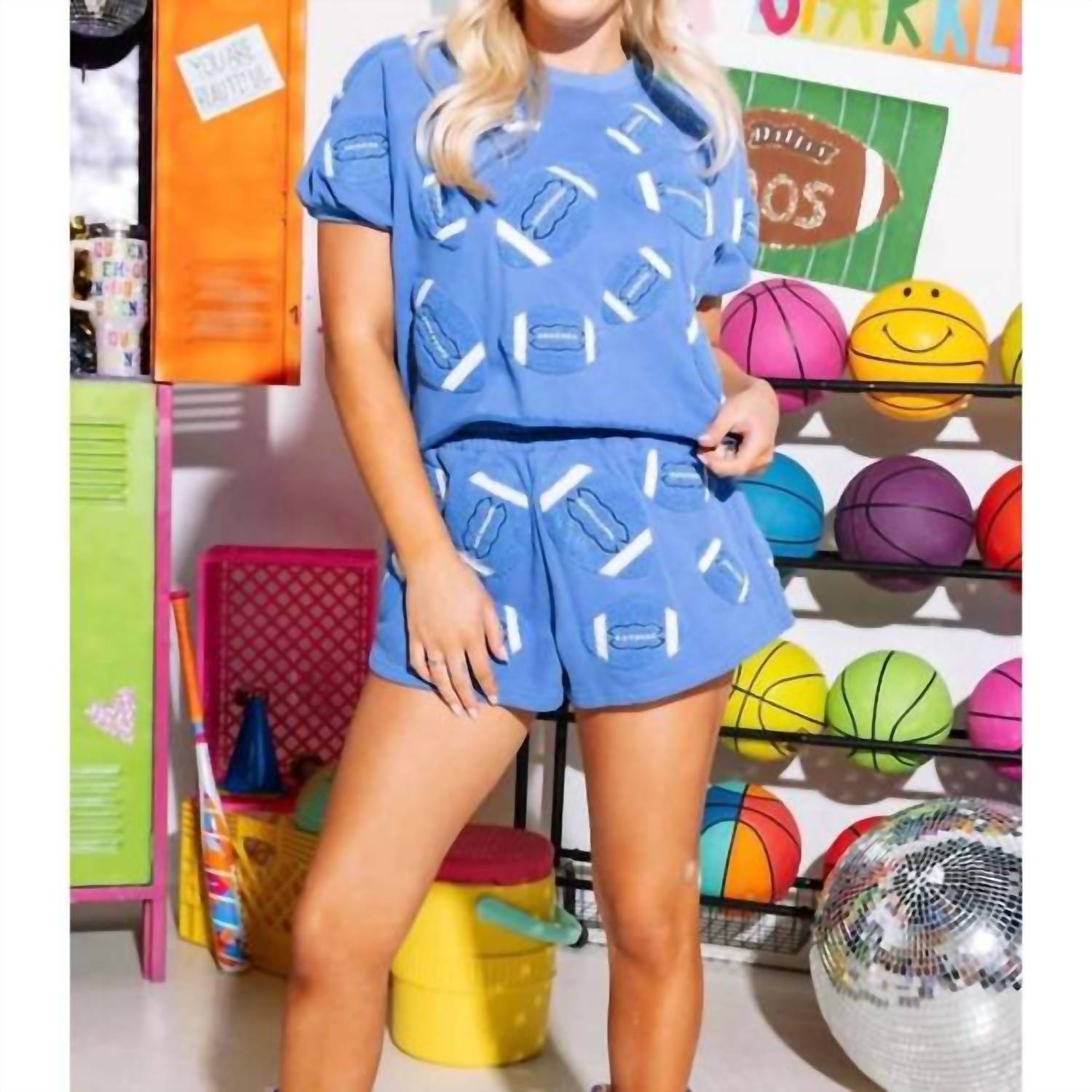 Queen Of Sparkles - Fuzzy football top set