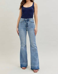 Judy Blue - High Waisted Tummy Control With Release Hem Flare Jeans