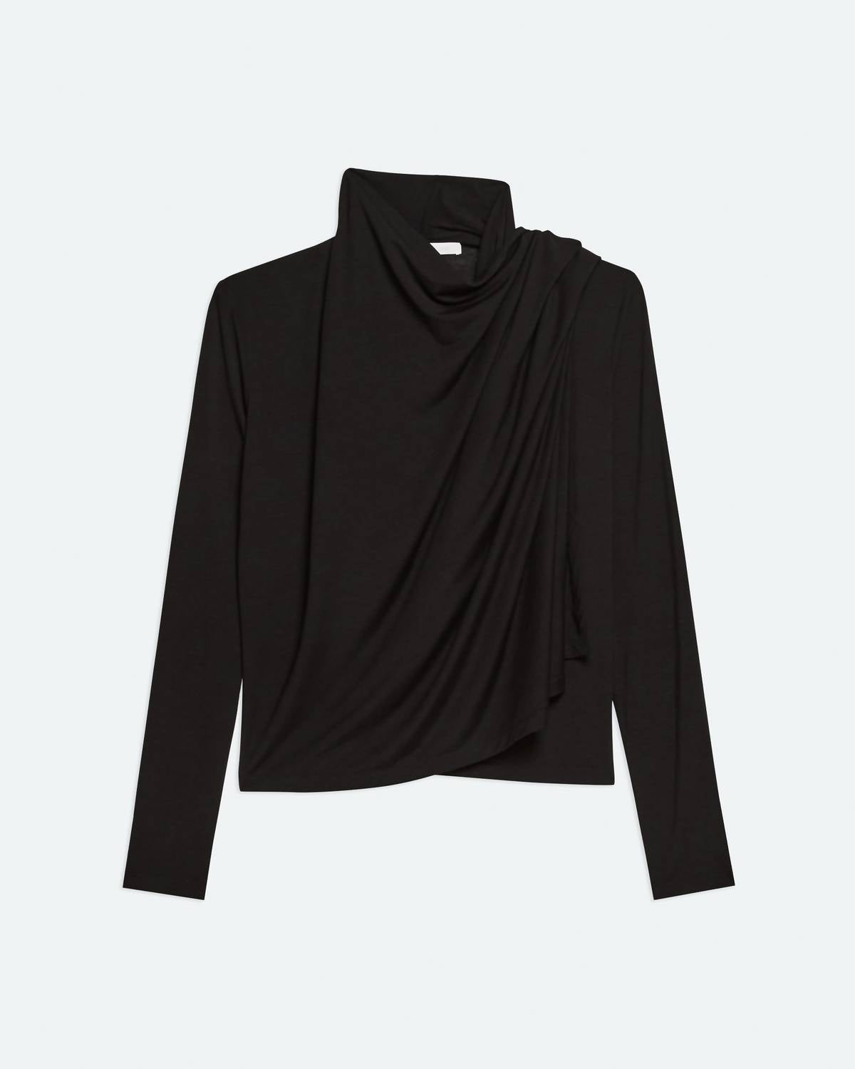 HELMUT LANG Long Sleeve Scarf Top in black - women's long sleeve top - view 5