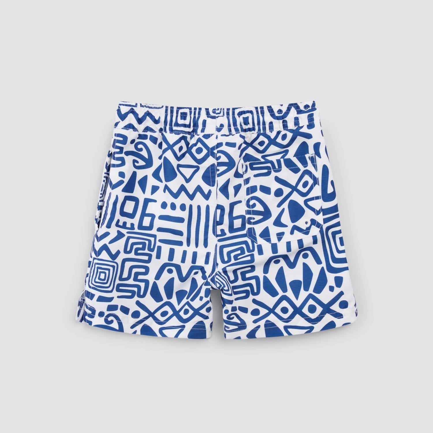 Miles Baby Boys Patterned Swimming Trunks in blue white - kids' item - alternate view