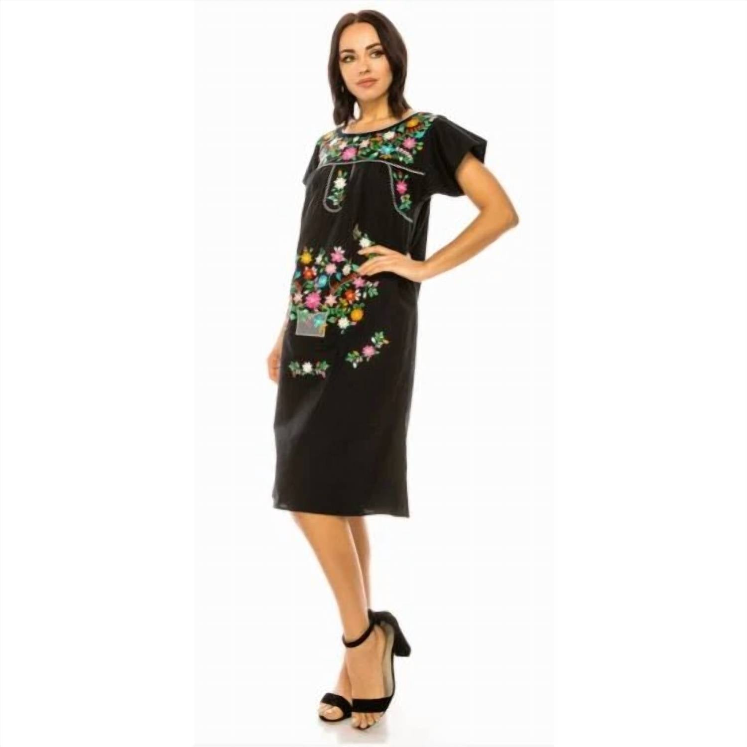 Unik - Floral Embroidered Cotton Dress