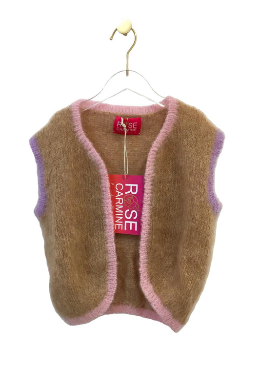 Rose Carmine - Women's Bolero Colorblock Tricolor Vest