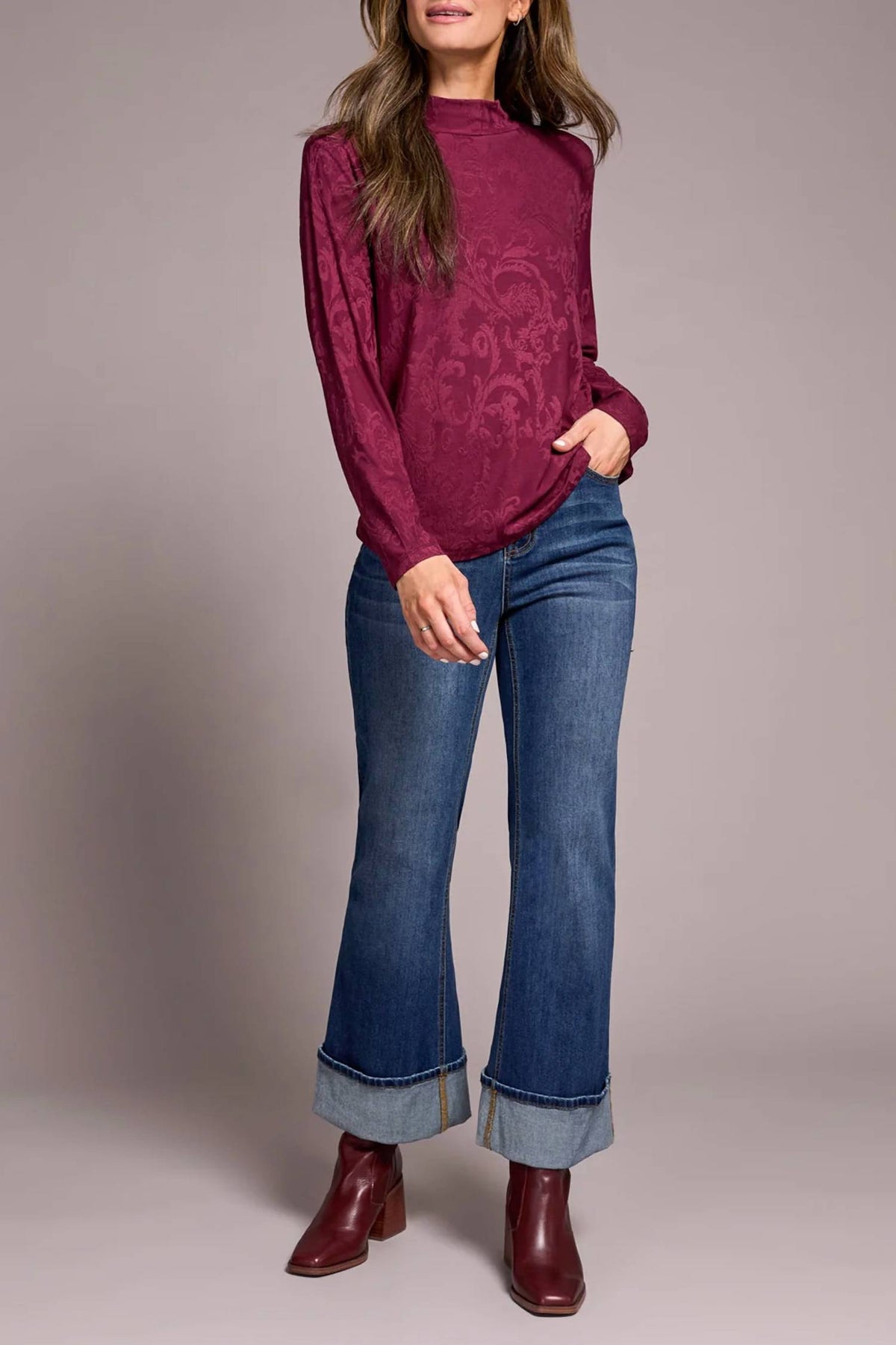Tribal - Long Sleeve Mock Neck Top