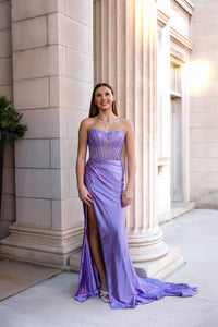 Sherri Hill Strapless Prom Dress in purple - women's dress - alternate view