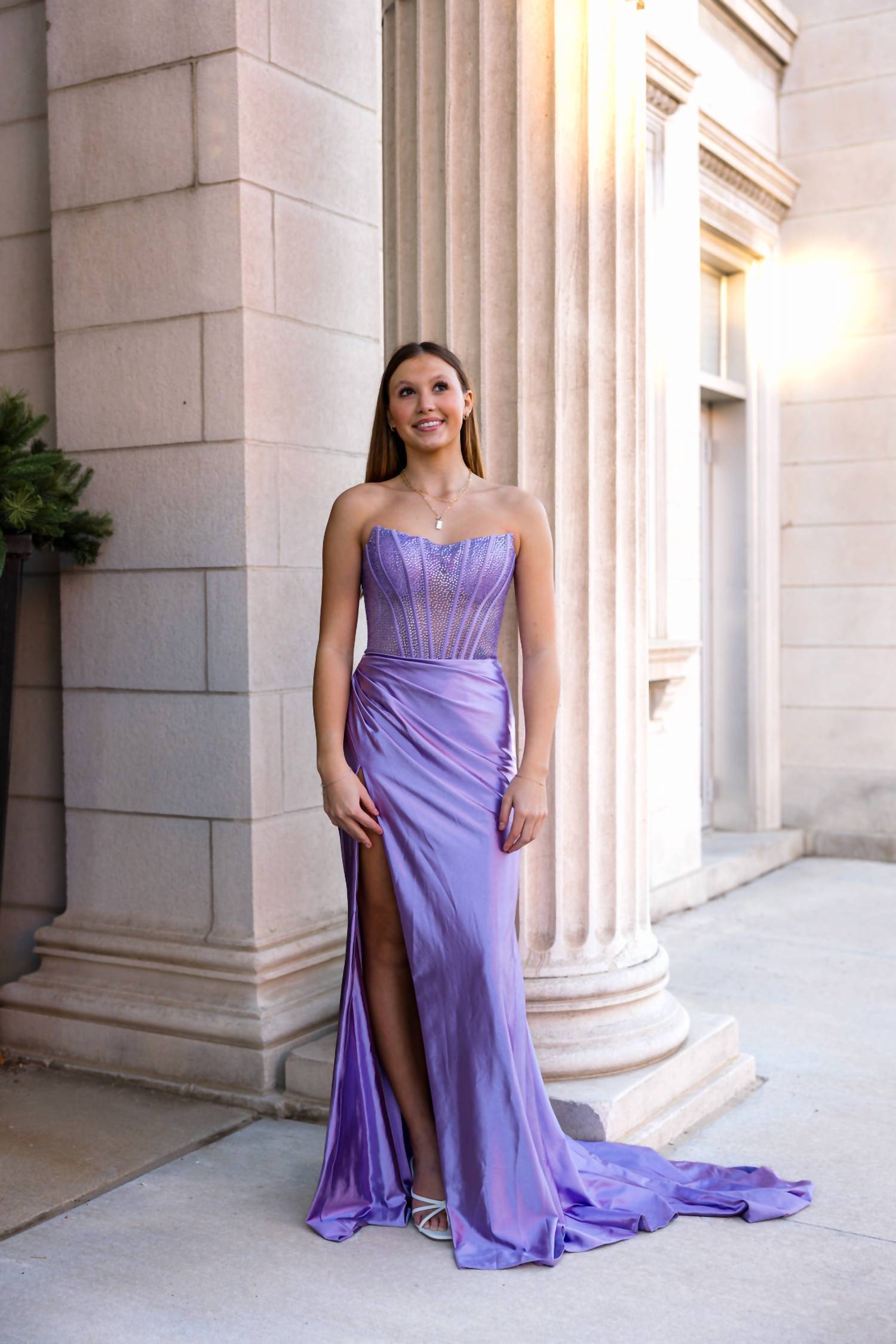 Sherri Hill Strapless Prom Dress in purple - women's dress - alternate view