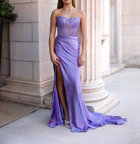 Sherri Hill Strapless Prom Dress in purple - women's dress - detail view