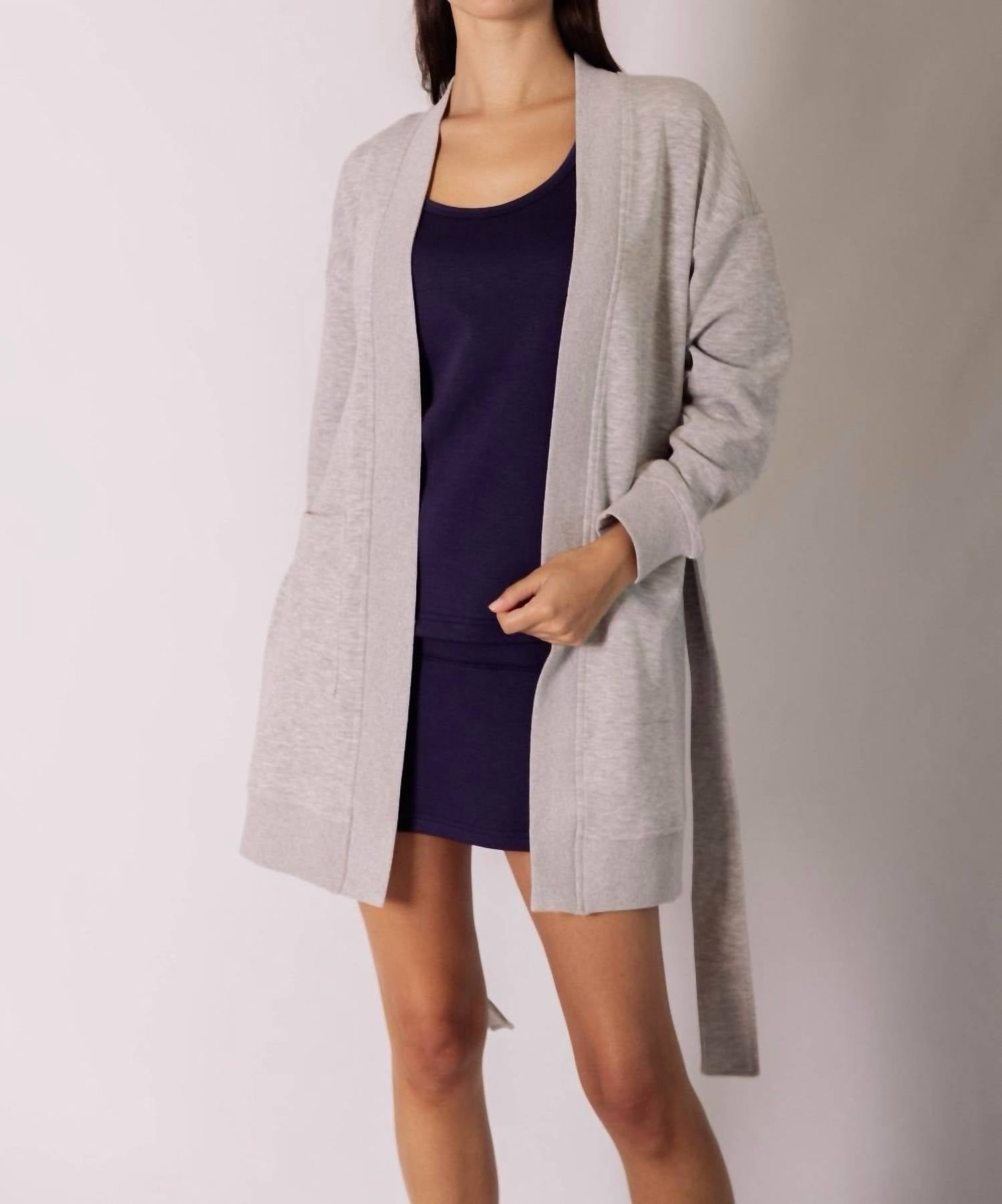 P.CILL Butter Modal Ribbed Contrast Robe in heather grey - women's intimate