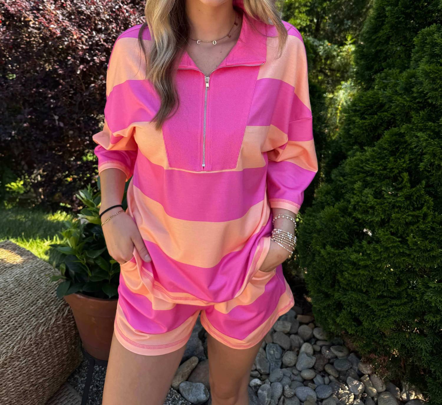 Little Daisy Closet - Rachel Half Zip Short Set