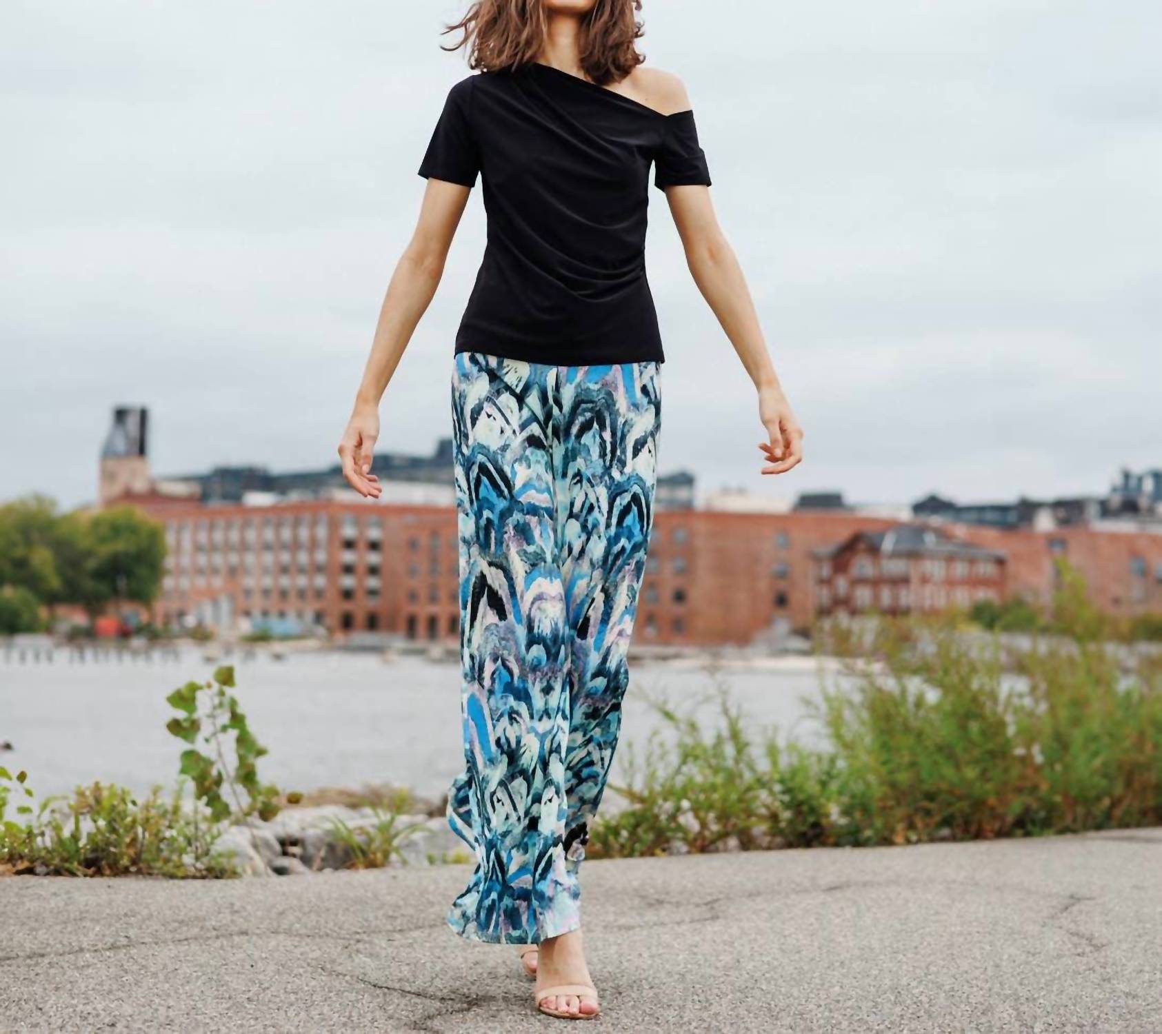 CLARA SUNWOO Soft Knit Palazzo Pant in multi - women's pants - view 9