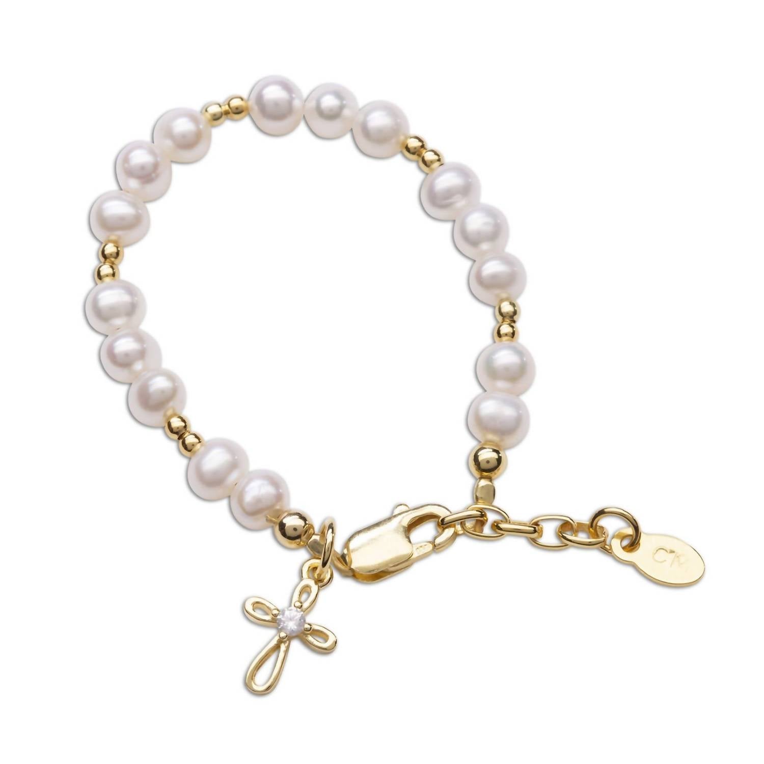 Cherished Moments - Kid's Mae Cross Pearl Bracelet