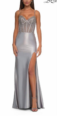 La Femme - Beaded satin gown