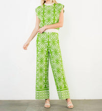THML Floral Pattern Knit Pants in green - women's pants
