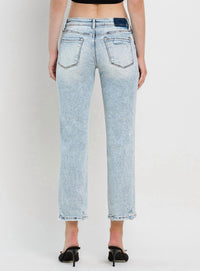 VERVET BY FLYING MONKEY Mid Rise Regular Straight Like A Boss Jeans in light blue - women's jeans - detail view