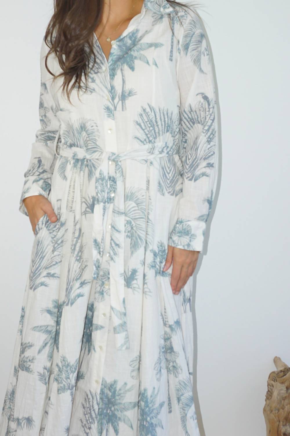 NIBI MTK Sierra Dress in faded teal palms - women's dress - view 7
