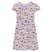 Kickee - Girl's Ice Cream Truck Flutter Sleeve Dress With Pockets