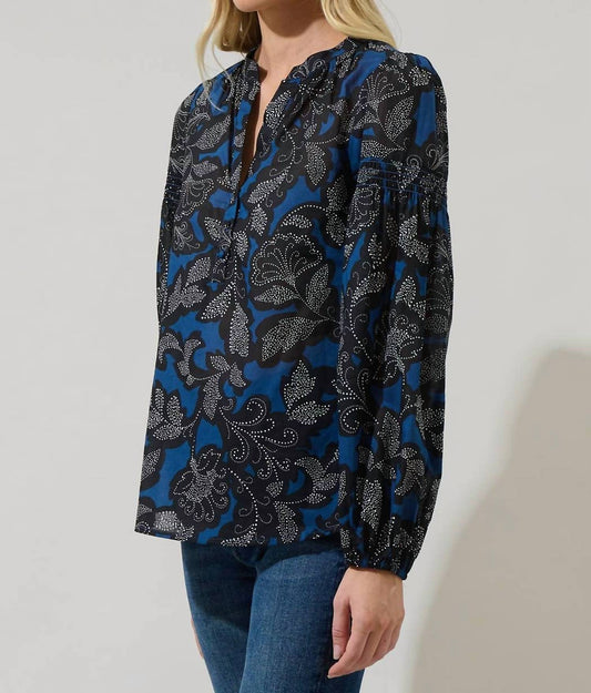 Sugarlips - Aurina Floral Jamille Split Neck Poplin Top