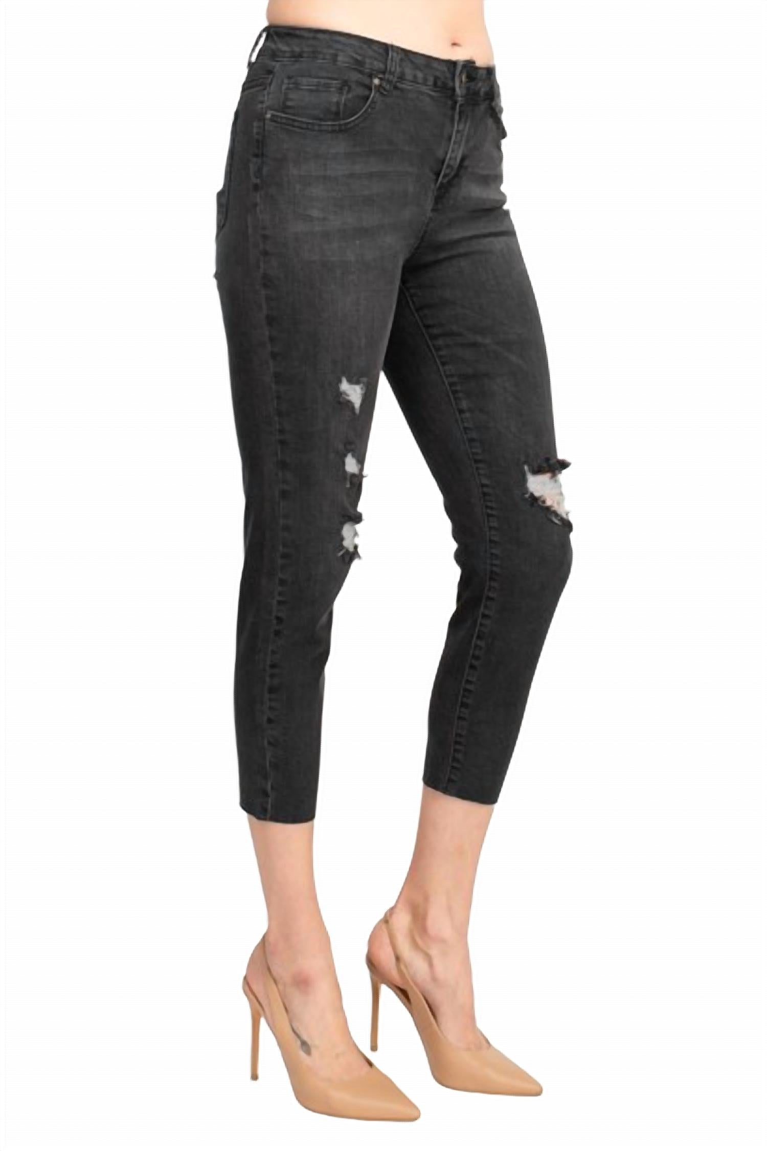 Velvet Heart - Mid Waist Stretch Cropped Jeans