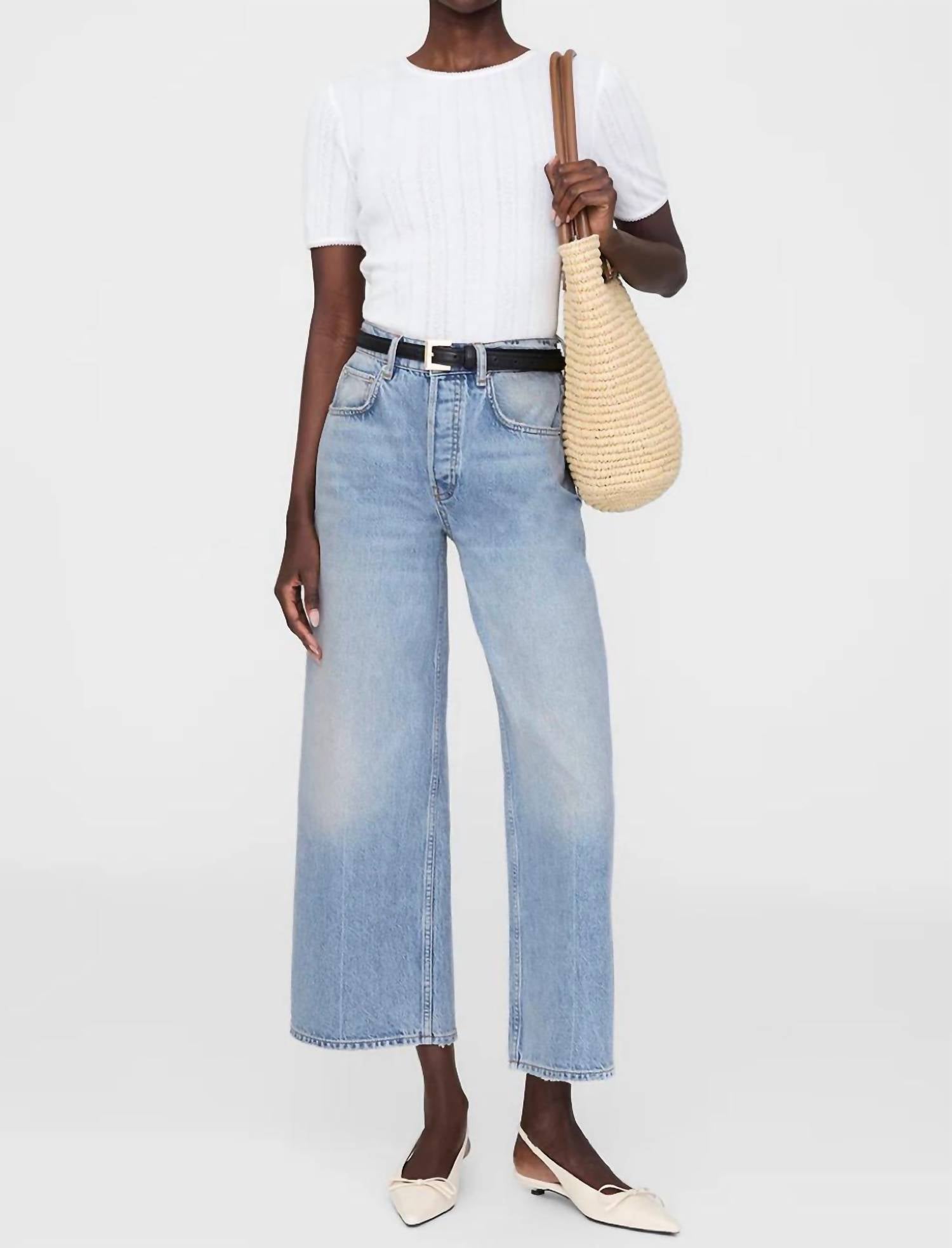 ANINE BING Pia Short Sleeve Tee in off white - women's t-shirt