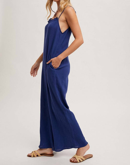 Bluivy - Sleeveless Scoop Back Ruffled Neckline Jumpsuit