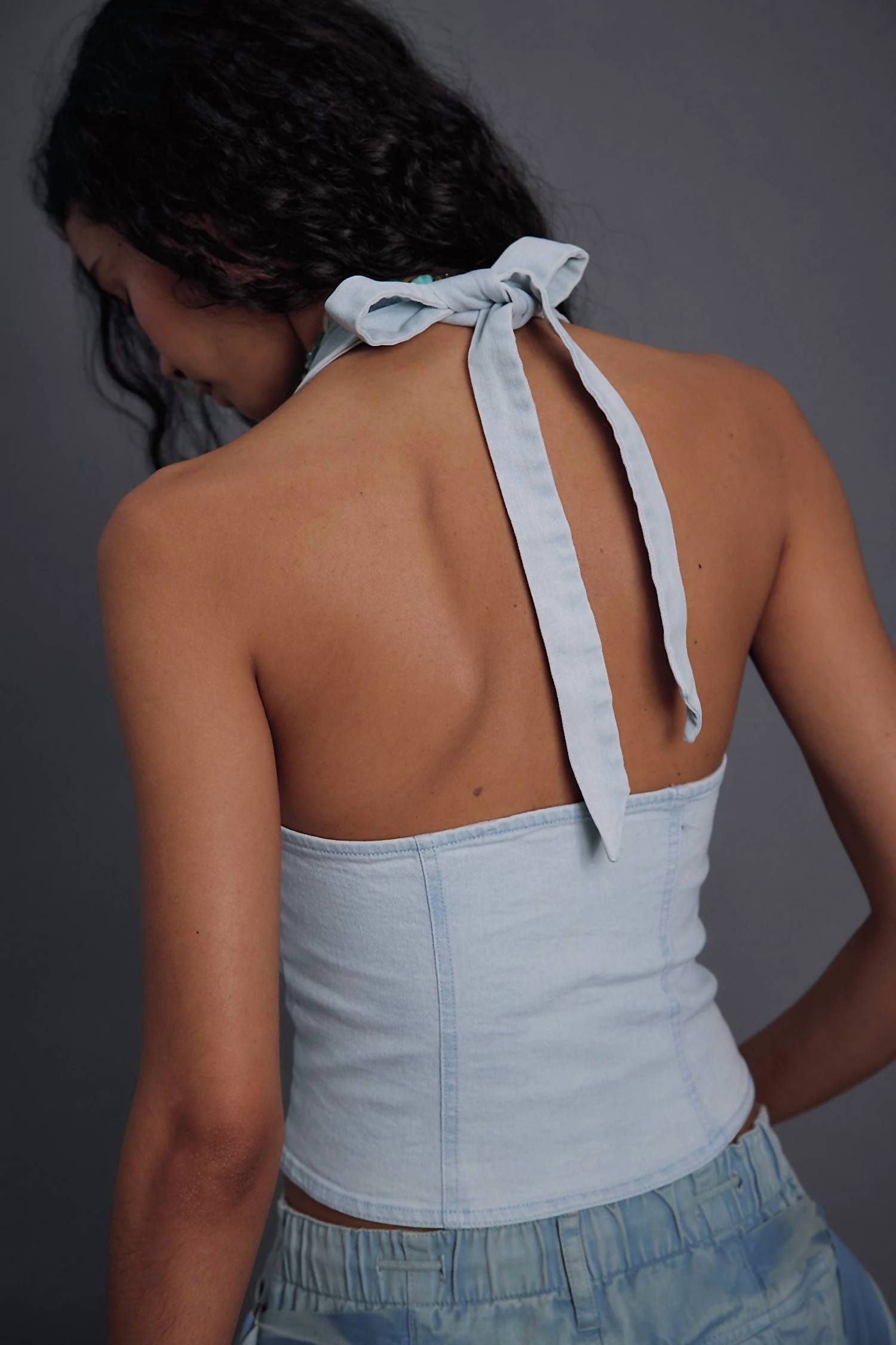 Free People - RAMONA DENIM HALTER TOP