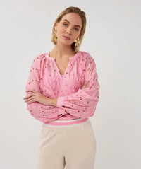 Esqualo - Embroidered Anglaise Rilou Raglan Blouse