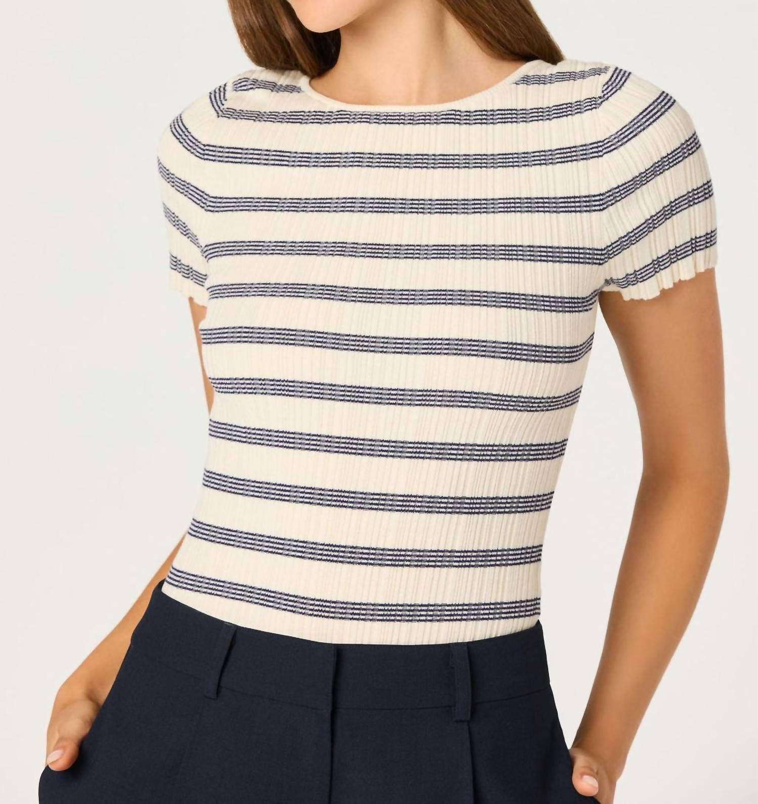 Astr - Nikola Ribbed Scoop Back Sweater Top