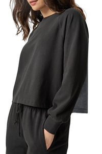 Lilla P Chambray Pleat Back Pullover in black - women's long sleeve top - view 4