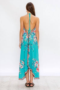 Flying Tomato - Floral Print Halter Dress