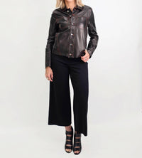 Blu Ice - Crop Stiched Leather Jacket