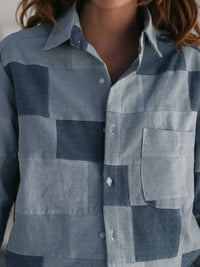 CISSA Belle Patchwork Denim Shirt in indigo - women's shirt - view 4