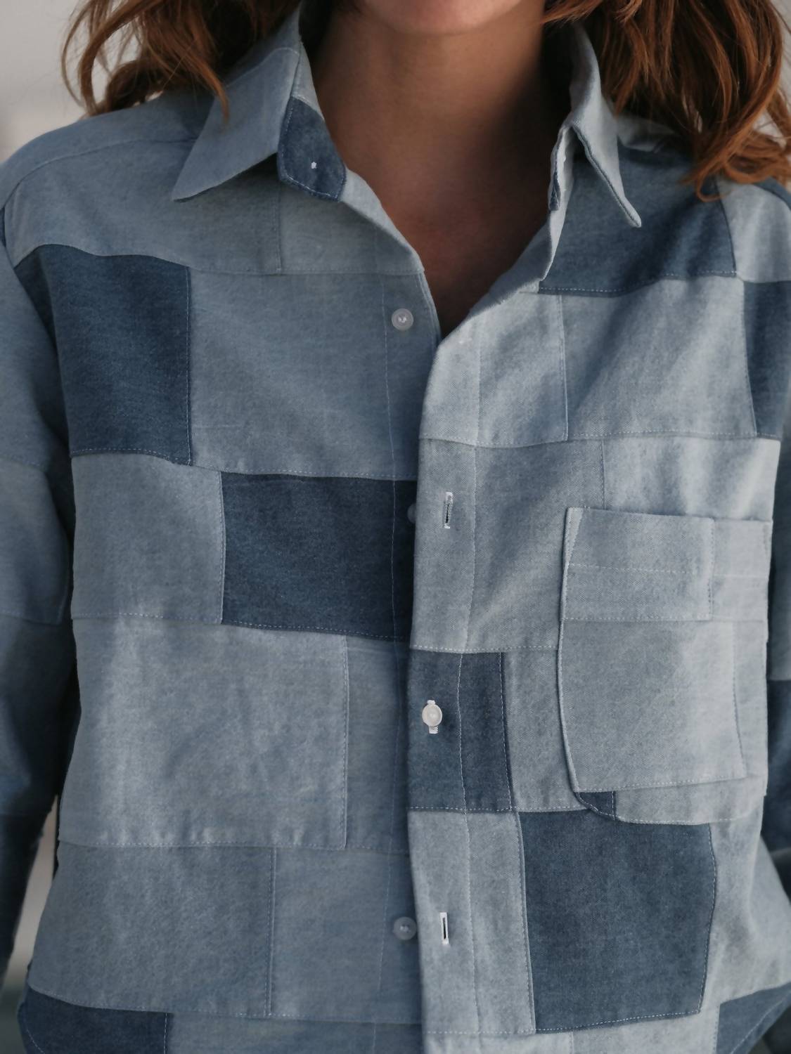 CISSA Belle Patchwork Denim Shirt in indigo - women's shirt - view 4