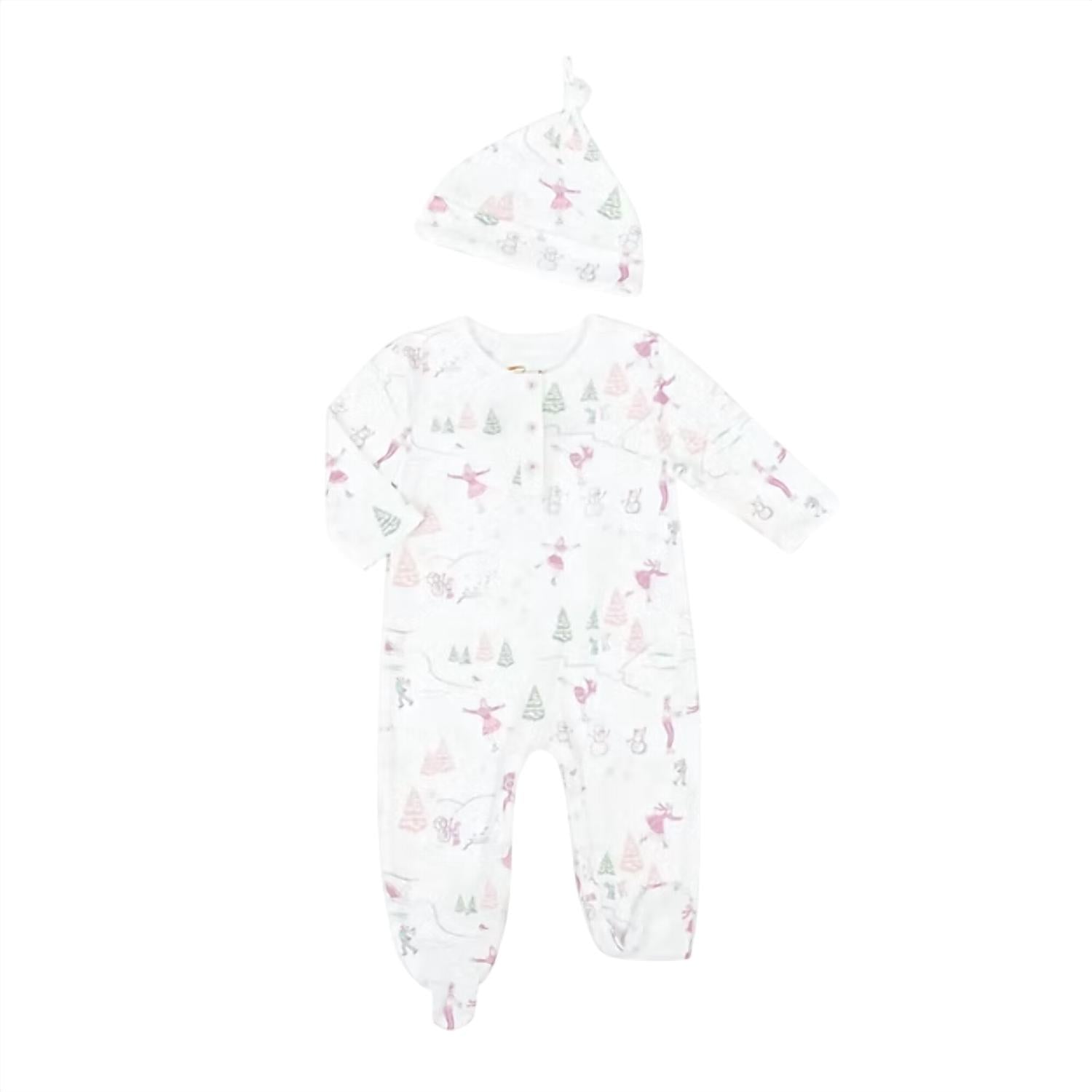Petidoux - Baby's Ice-skating Snowmen Pima + Hat Onesie