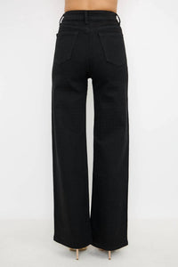 Kiwi - Rhinestone High Waisted Stretch Wide Leg Denim Pants