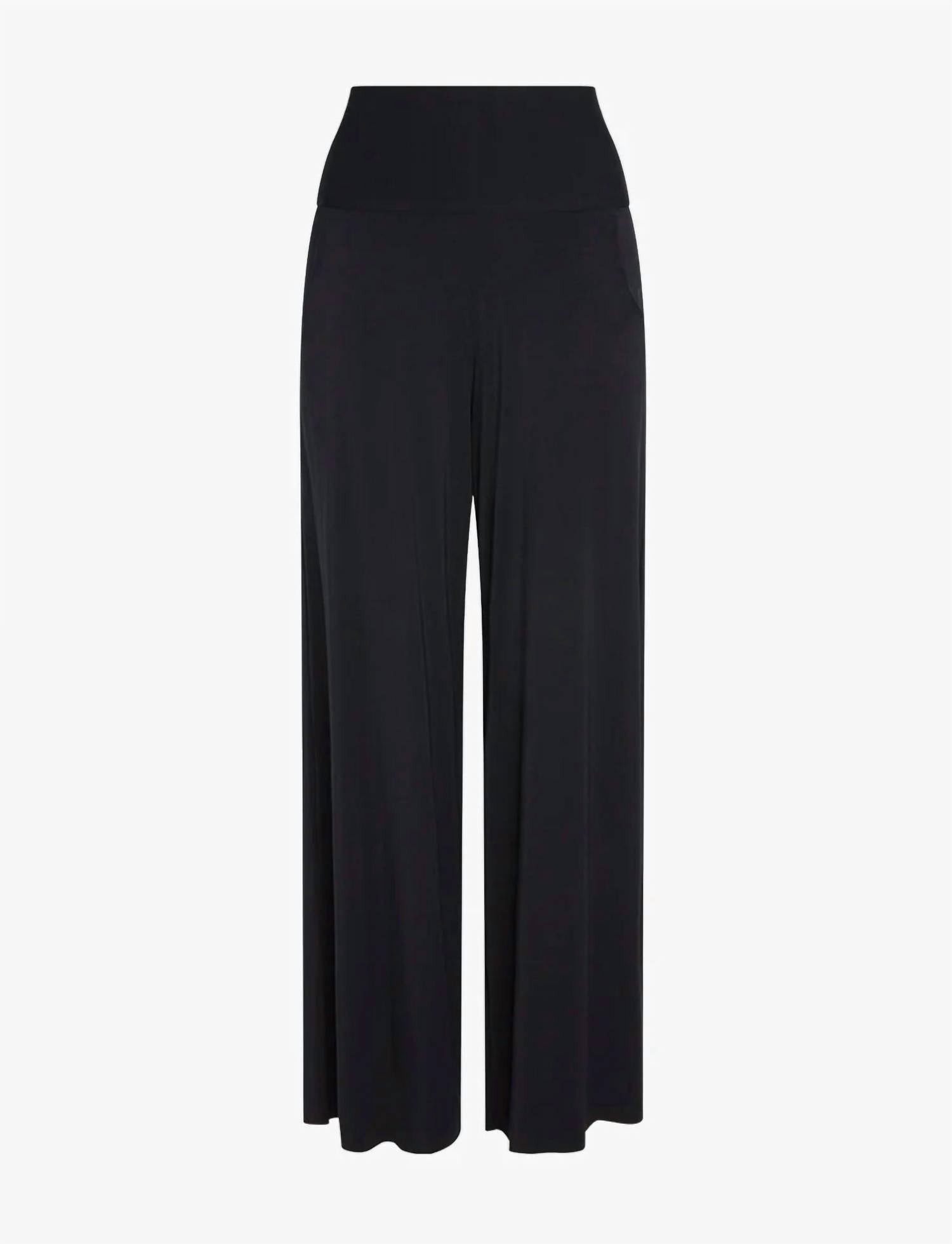 Angel Apparel Wide Leg Lounge Pants in black - women's pants - detail view