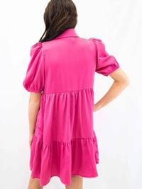 Tcec - Jeweled Collar Mini Shirt Dress