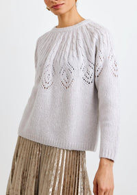 Bella Dahl Relaxed Sweater in frosted oat 1 - women's sweater - detail view