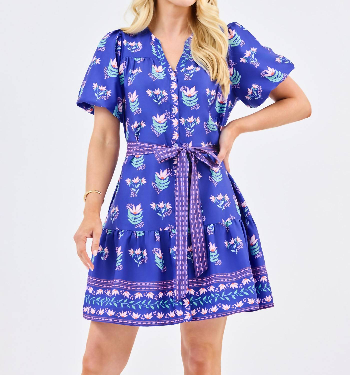 Mary Square Addison Petal Dress in keepsake blue - women's dress