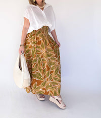 Karlie Smocked Tiered Skirt in desert palm - women's skirt - detail view