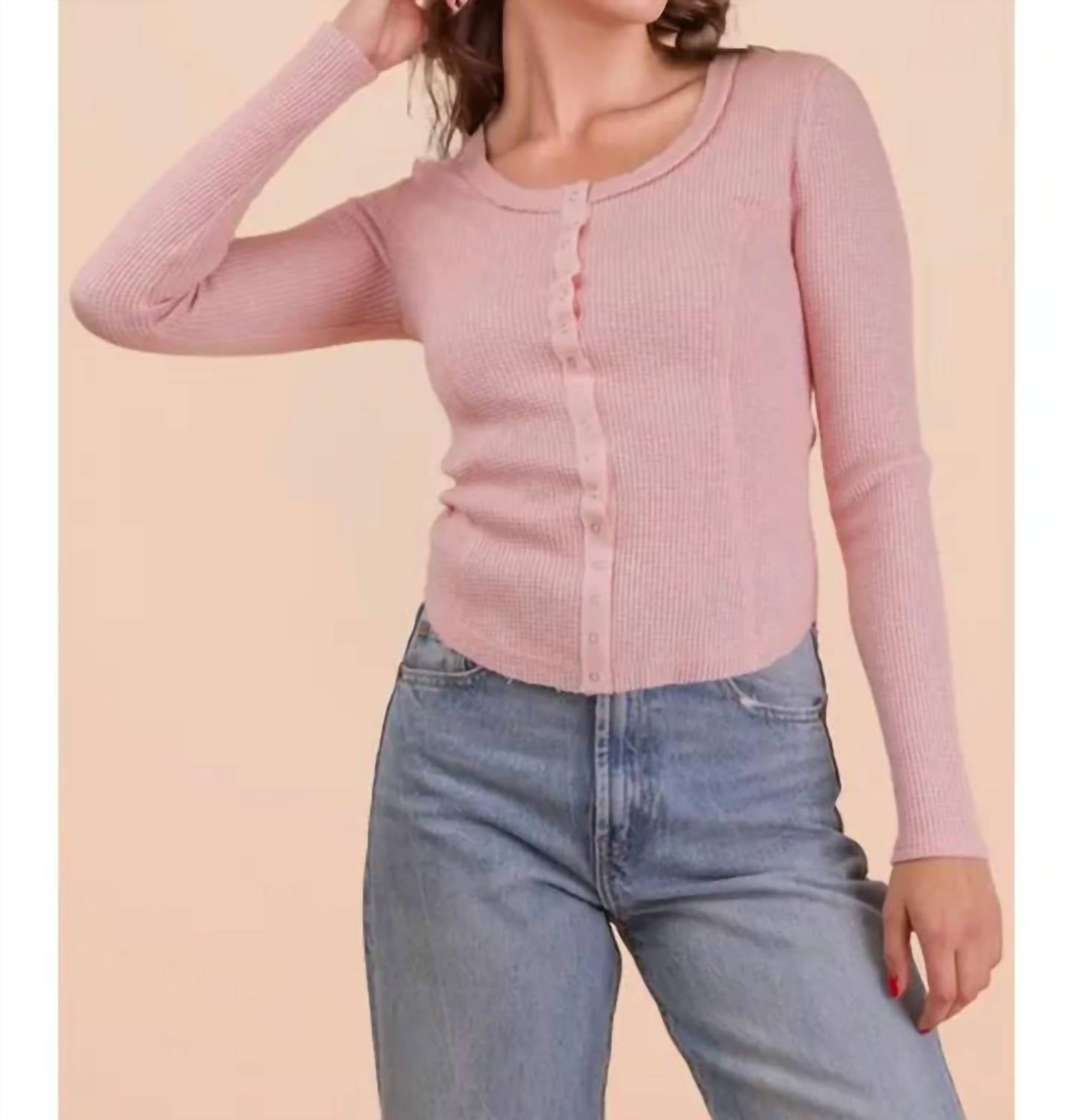 Very J - Rib Knit Button Top