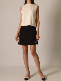 P.CILL Butter Modal Piping Detail Mini Skirt in black - women's skirt - view 4