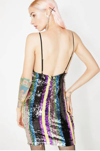 Dance the Night Away Striped Sequin Mini
