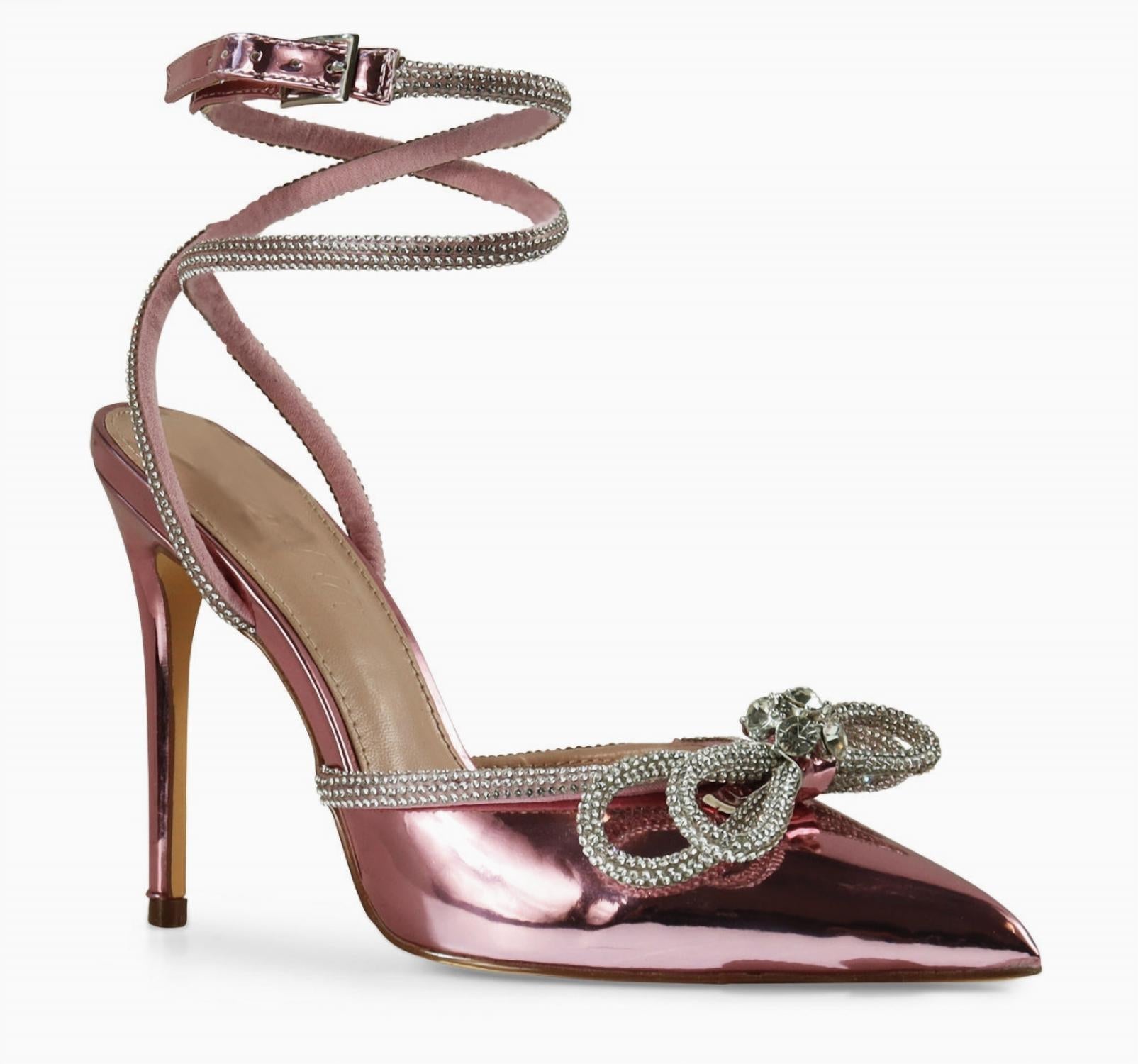 Liliana - Women's Pointy Toe Bow Tie Ankle Strap Pumps