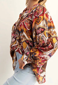 ee:some Ruby & Amber Print Top in multicolor - women's blouse - detail view