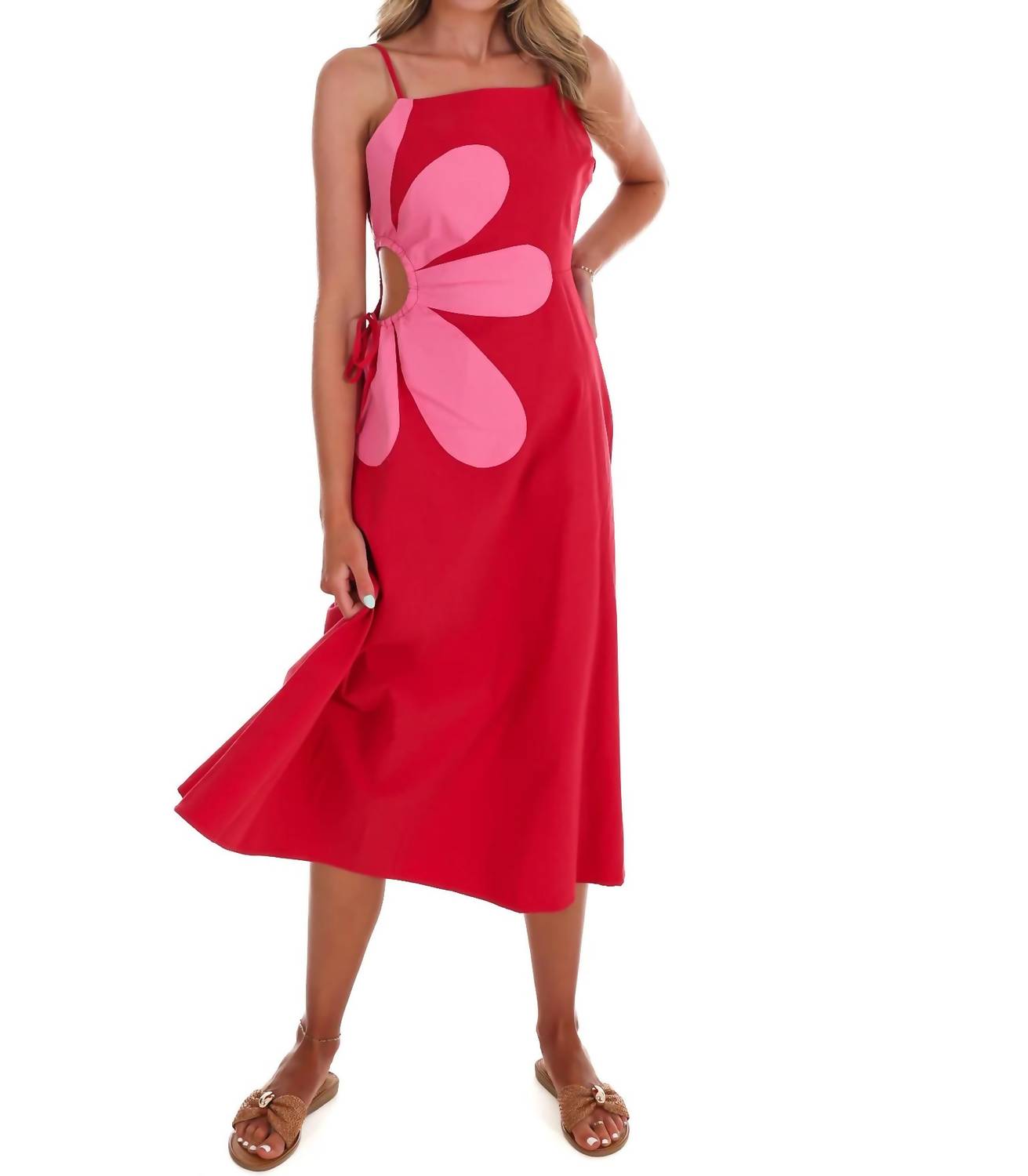 Very J - Women's Wildflower Wishes Floral Cut Out Midi Dress