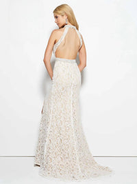 Mac Duggal - Beaded Lace Gown with High Side Slit