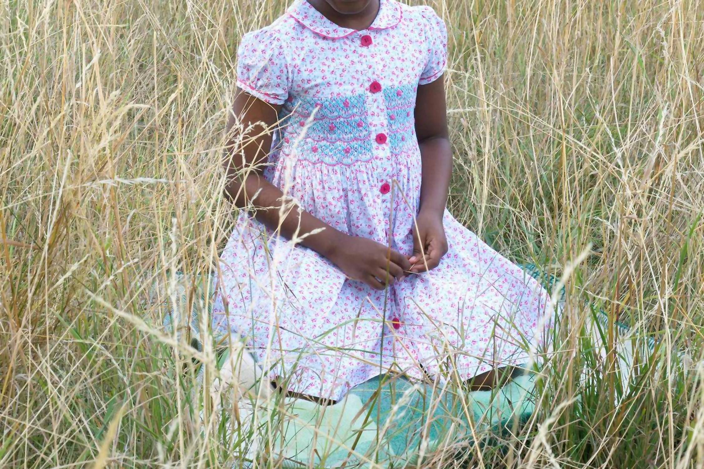 Rachel Riley - Girls Floral Smocked Button Front Dress