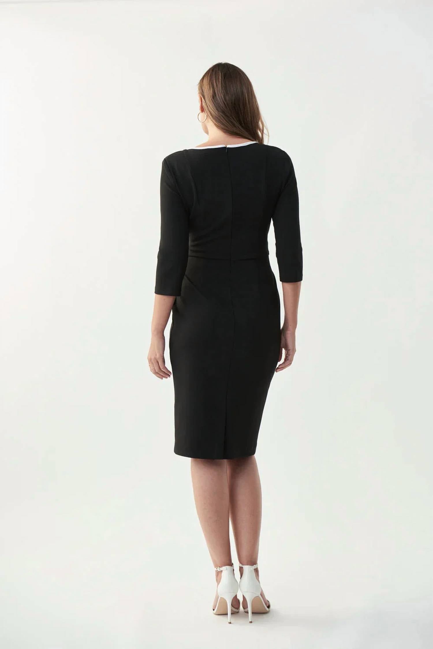 Joseph Ribkoff - Contrast Trim Waist Tie Sheath Dress