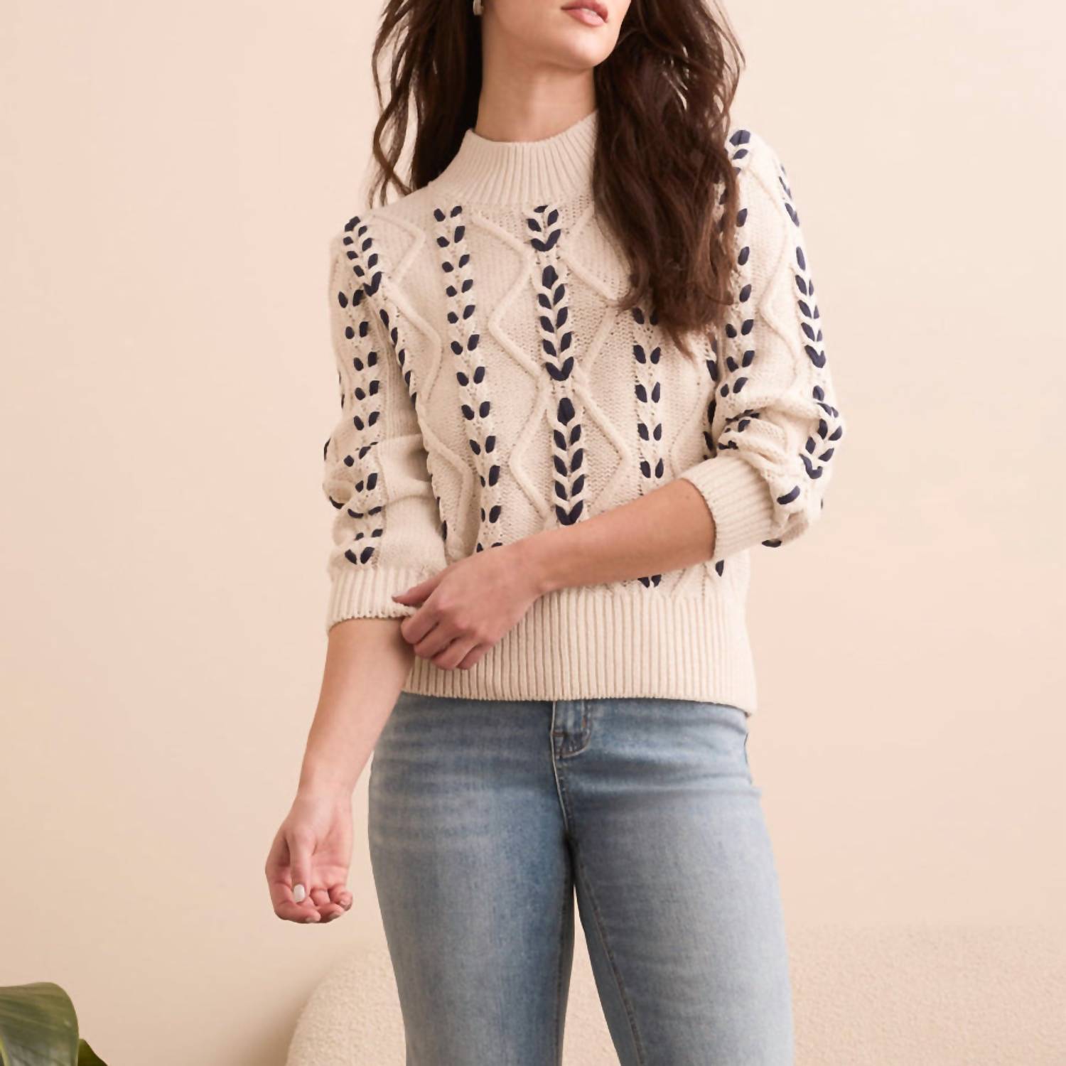 Tribal - Mock Neck Knit Sweater